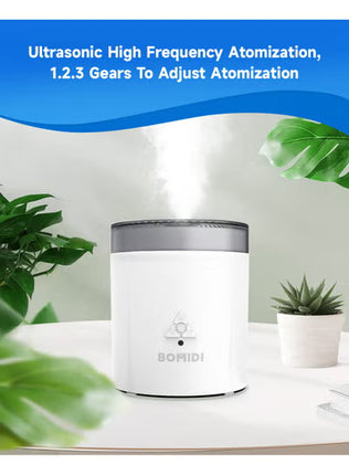 BOMIDI Ultrasonic Humidifier with Aromatherapy & UV Disinfection – 3-Speed Adjustment, 7-Color Light, Remote & Mechanical Control, Auto Shut-Off, Top Fill, Desktop & Bucket Mode - BMD - UH06