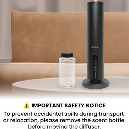 BOMIDI Waterless Aromatherapy Diffuser with 120ML Sandalwood Essential Oil – Smart Bluetooth & Touch Screen Scent Machine for Home, Office & Commercial Use (Venturi Tech, 100m² Coverage), BOMIDI AD02 Black