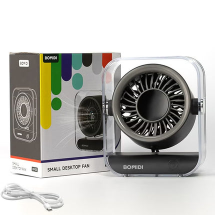 BOMIDI Portable 7-Blade Desktop Fan with LED Digital Display, 3000mAh Rechargeable Battery, Quiet Brushless Motor, Adjustable Angle, Type-C USB Charging – Mini Table Fan for Home, Office, Travel & Outdoor Use