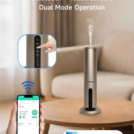 BOMIDI Waterless Aromatherapy Diffuser with 120ML Sandalwood Essential Oil – Smart Bluetooth & Touch Screen Scent Machine for Home, Office & Commercial Use (Venturi Tech, 100m² Coverage), BOMIDI AD02 Gold