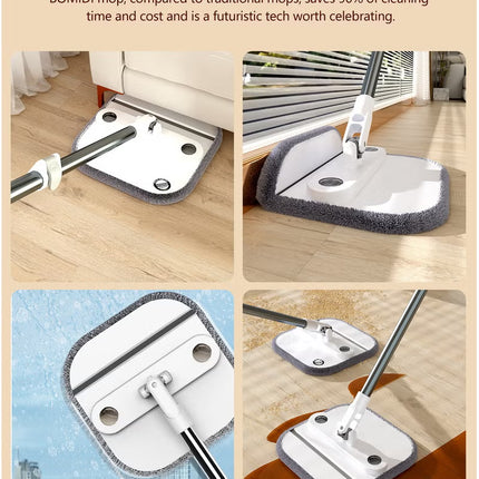 Spin Mop Bucket Set, 360 Degree Foldable Spinning Mop with Self Separation Dirty and Clean Water System, Easy Wring Floor Mop with Detachable Mop Heads for Floor Cleaning on Home Kitchen M20-Grey