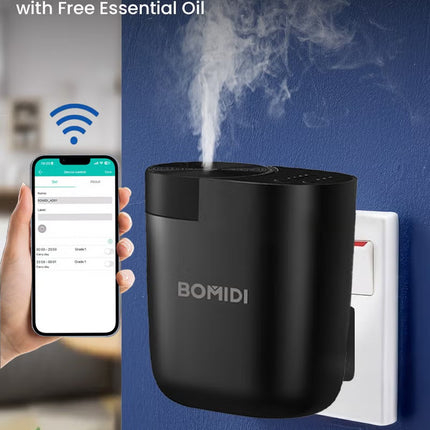 Waterless Aromatherapy Diffuser Nebulizer – 60 mL Essential Oil Diffuser for Home, Office, Spa, Yoga, Bedroom | USB & Bluetooth App Control | Venturi Air Pump, 3‑Speed Mist Modes, Ultra‑Quiet (< 41 dB), AD01-Black