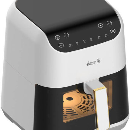 Digital Air Fryer, LED Display & Touch Control, Oil-Free Fryer, 6 Preset Programs with Dynamic NTC Temperature control & Time Set,Delay Start Function & Easy to Clean 5.5 L 1400 W DEM-KZ130W White