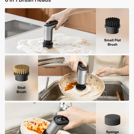HOTO Grip Cordless Spin Scrubber – Ultra-Light 0.65 lb Kitchen Cleaning Brush, 400 RPM, IPX7 Waterproof, 110-Minute Runtime, Smart Display
