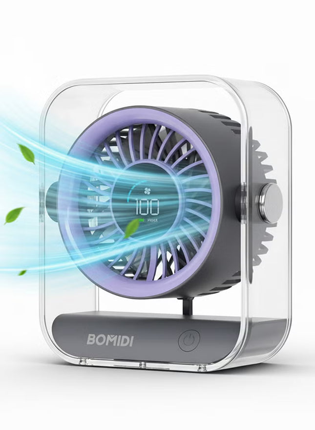 Portable 7-Blade Desktop Fan with LED Digital Display, 3000mAh Rechargeable Battery, Quiet Brushless Motor, Adjustable Angle, Type-C USB Charging – Mini Table Fan for Home, Office, Travel & Outdoor Use