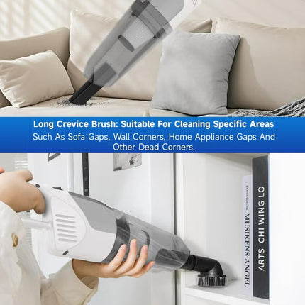 Portable Handheld Vacuum Cleaner with 17000Pa Strong Power 900mL Dust Cup, Quiet Suction- Stick Vacuum Cleaner for Wood, Carpet, Tile Floors S9- White