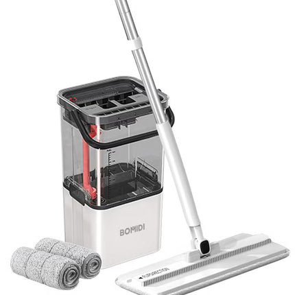 Flat Floor Mop – 360° Spin Mop for Wet & Dry Cleaning with Visual Water Bucket - BOMIDI M21