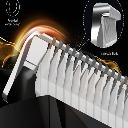 Spark 3 Groin & Body Trimmer Kit for Men, Waterproof,LED Spotlight, Ceramic Blades, Type-C Charging, 4 Adjustable Combs (3mm–12mm), Full Body Grooming Tool-Black