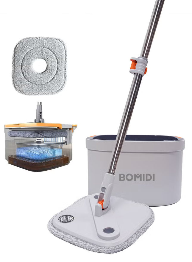 BOMIDI Spin Mop Bucket Set, 360° Rotaing Mop with Self Separation Clean and Dirty Water System, Easy to Wring Floor,Mop With Detachable Mop Head, Suitable for Different Materials Floor Cleaning M22