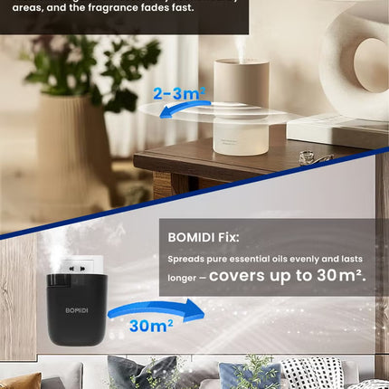 Waterless Aromatherapy Diffuser Nebulizer – 60 mL Essential Oil Diffuser for Home, Office, Spa, Yoga, Bedroom | USB & Bluetooth App Control | Venturi Air Pump, 3‑Speed Mist Modes, Ultra‑Quiet (< 41 dB), AD01-Black