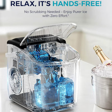 Ice Maker, 15kg of Block Ice in 24 hours, 2L Water Tank Capacity, Ice Completion Alert, LED Display, 105W for Home & Office HZB-16AL -Black