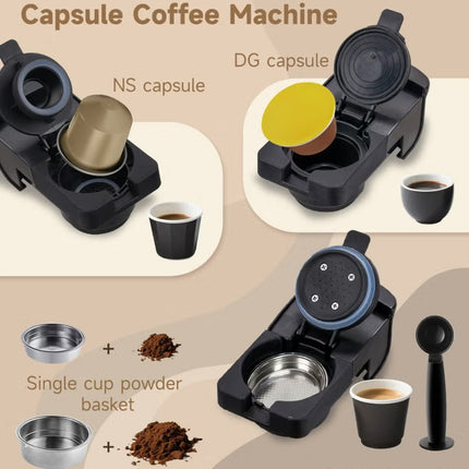 3-in-1 Capsule Coffee Machine – Compatible with Nespresso, Dolce Gusto, and Ground Coffee – 20 Bar High-Pressure Espresso Maker with Touch Control Panel, Self-Cleaning Function, LED Indicators, 700ML Removable Water Tank – CM01
