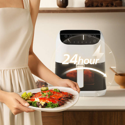 Digital Air Fryer, LED Display & Touch Control, Oil-Free Fryer, 6 Preset Programs with Dynamic NTC Temperature control & Time Set,Delay Start Function & Easy to Clean 5.5 L 1400 W DEM-KZ130W White