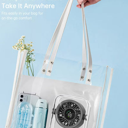 BOMIDI Portable 7-Blade Desktop Fan with LED Digital Display, 3000mAh Rechargeable Battery, Quiet Brushless Motor, Adjustable Angle, Type-C USB Charging – Mini Table Fan for Home, Office, Travel & Outdoor Use