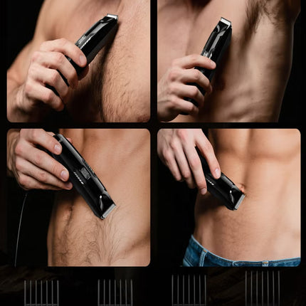 Spark 3 Groin & Body Trimmer Kit for Men, Waterproof,LED Spotlight, Ceramic Blades, Type-C Charging, 4 Adjustable Combs (3mm–12mm), Full Body Grooming Tool-Black