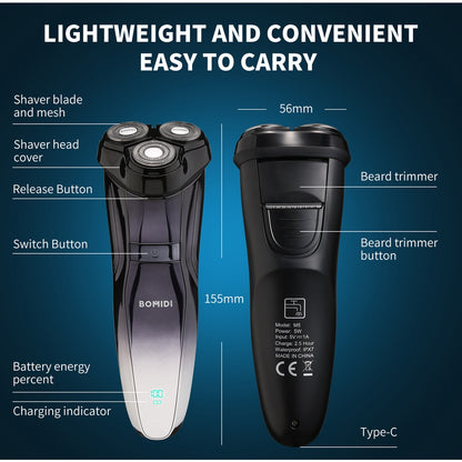 Bomidi M5 Electric Shaver Wireless Electric Razor Beard Trimmer Wet - Black - ORRO HOME