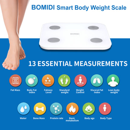 Bomidi S1 Smart Digital Weight Scale LED Display - White - ORRO HOME