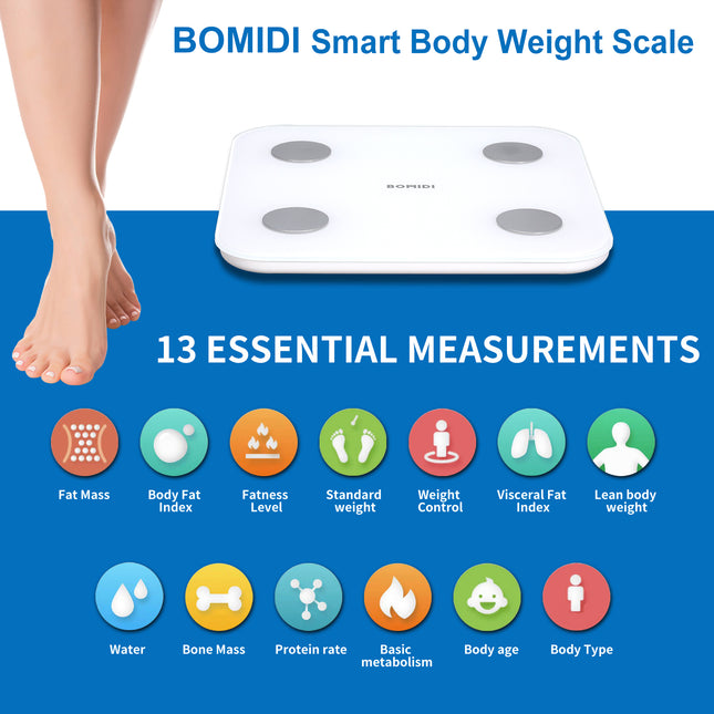 Bomidi S1 Smart Digital Weight Scale LED Display - White - ORRO HOME