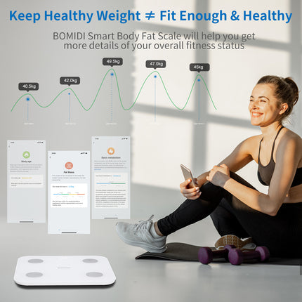 Bomidi S1 Smart Digital Weight Scale LED Display - White - ORRO HOME