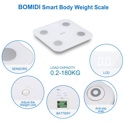 Bomidi S1 Smart Digital Weight Scale LED Display - White - ORRO HOME