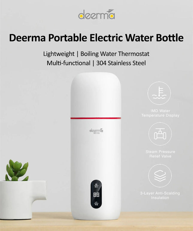 Deerma DR035S Portable Electric Kettle Thermos Bottle - White - ORRO HOME