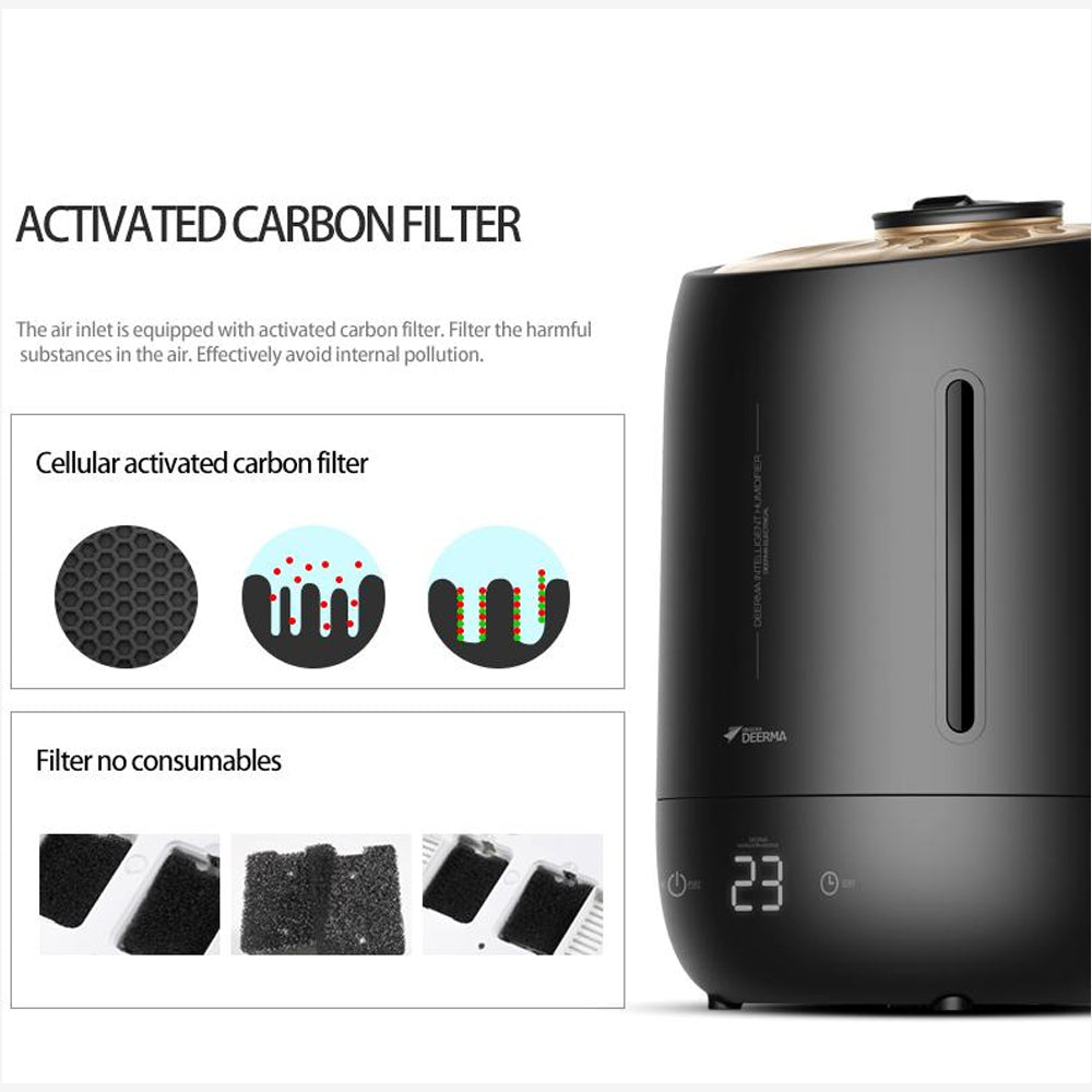Deerma F600S Ultrasonic Humidifier Aromatherapy Oil Diffuser - Black - ORRO HOME