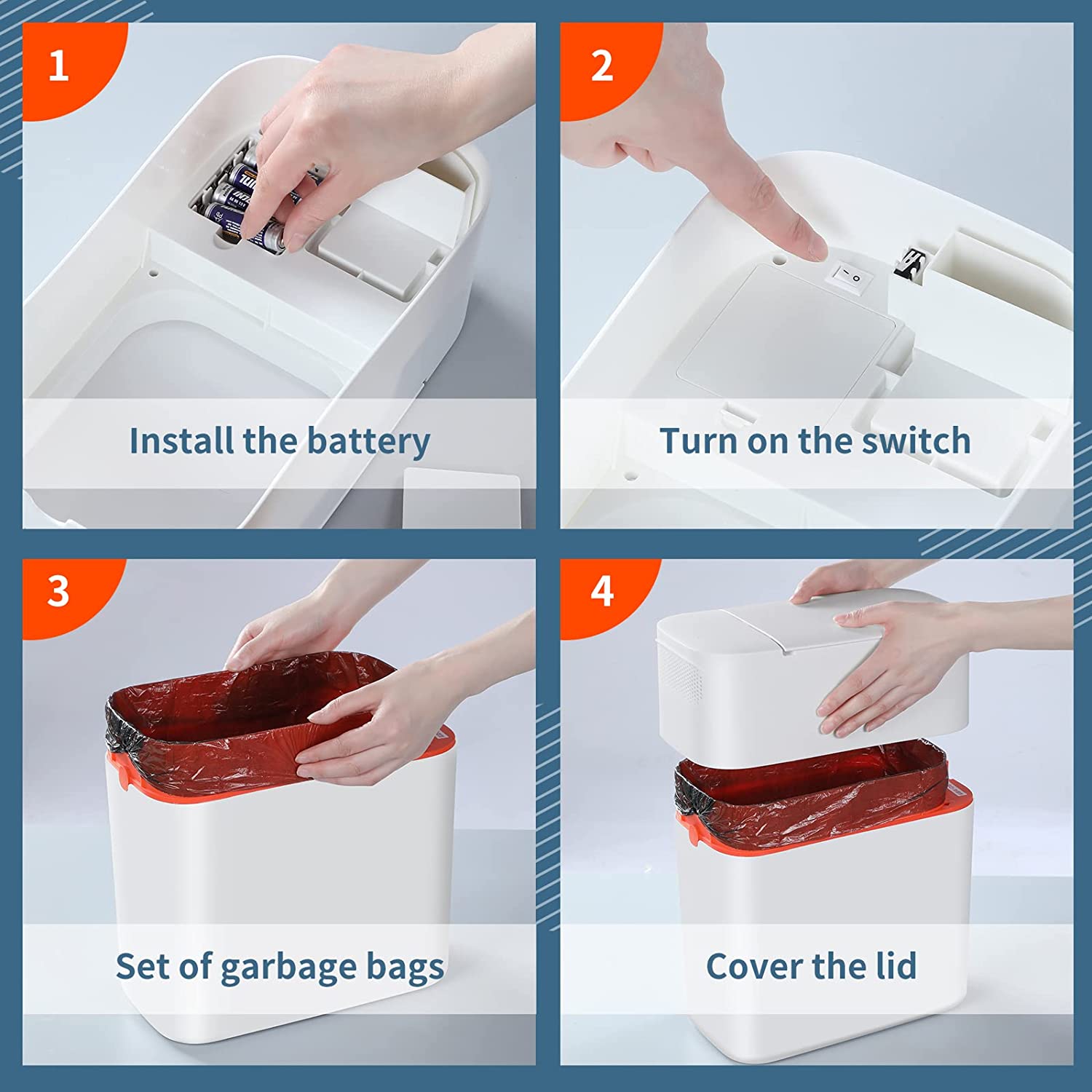 Joybos Smart Trash Can With Automatic Open Lid White ORRO HOME