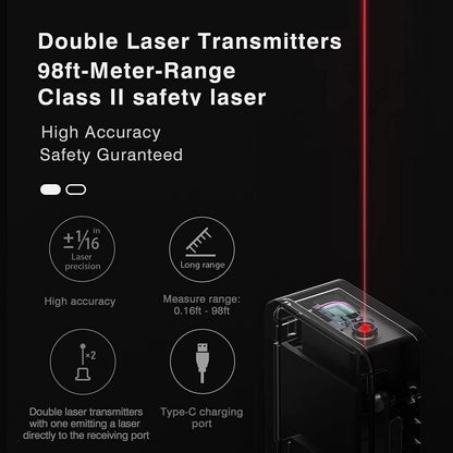 Hoto Smart Laser Measure Digital Tape Measure - Black - ORRO HOME