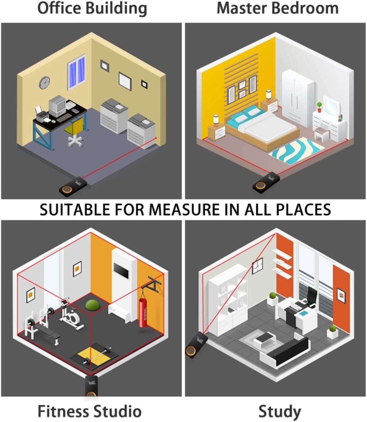 Hoto Smart Laser Measure Digital Tape Measure - Black - ORRO HOME
