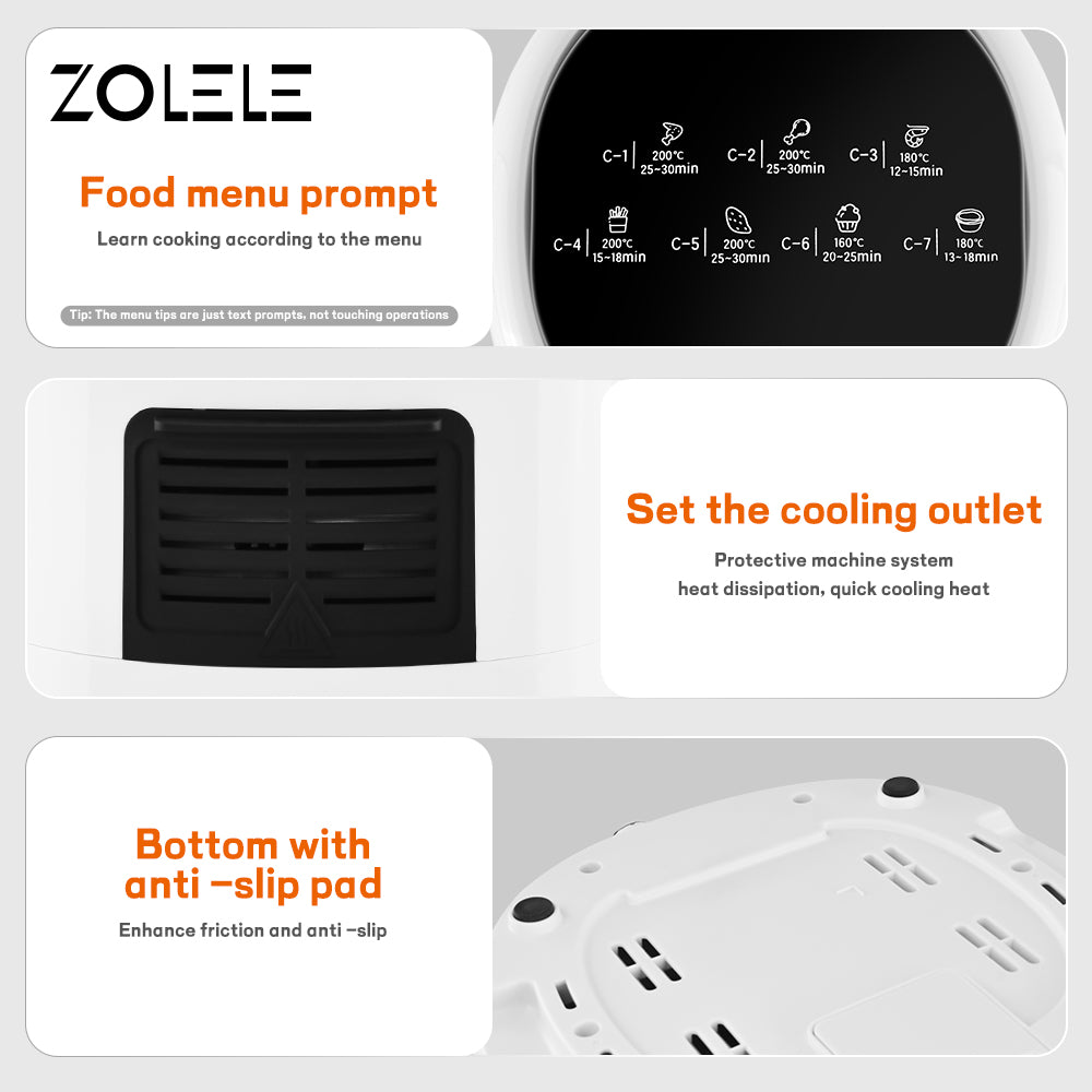 Zolele ZA004 Electric Air Fryer 4.5L Capacity - White - ORRO HOME