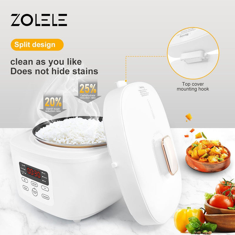 Zolele ZB500 Electric Rice Cooker With Smart Low Sugar Rice White ORRO HOME