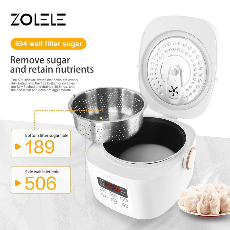 Zolele ZB500 Electric Rice Cooker With Smart Low Sugar Rice White ORRO HOME